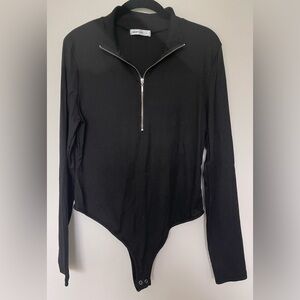 Society 212 Retro Black Knit Bodysuit Top Size XL